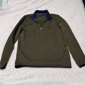 Nautica Men’s Olive Green Quarter Zip Pullover Sweater Size S